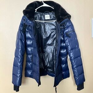 S13 NEW YORK Women's Jacket with FUR duck down feather *NAVY BLUE* SMALL